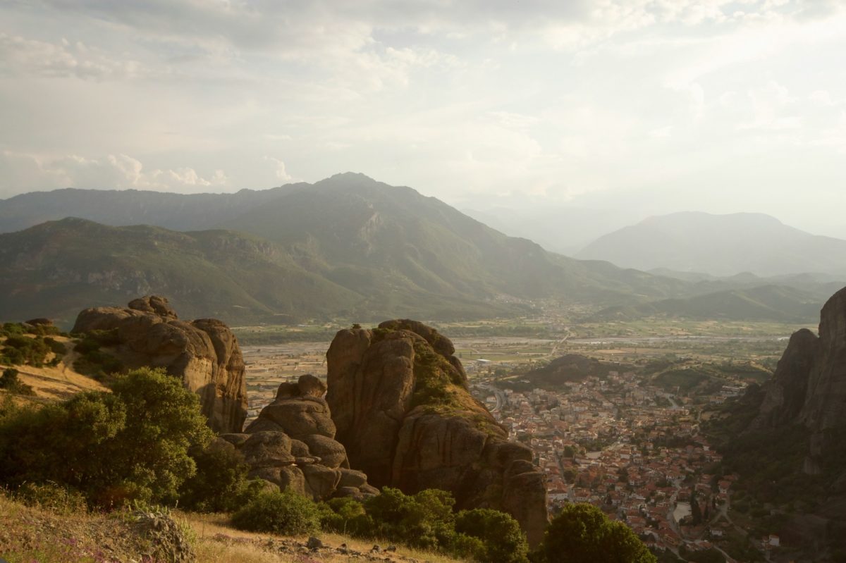 A view of the city of Kalambaka, Meteora. Greece